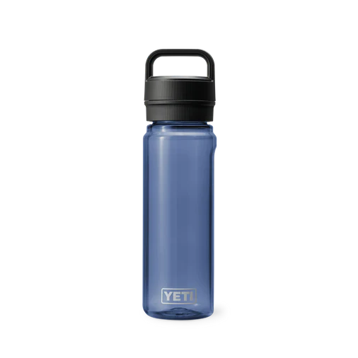 Yonder 0.75L Drink Bottle Navy 1 Strong and light plastic bottles for keeping water on you while traveling.